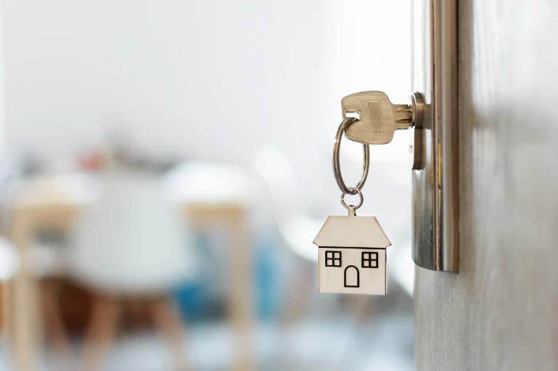 Key in a door.